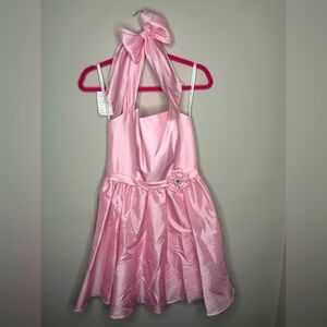 Vintage NWT Bow Short Pink Bridal Prom Formal Halter Cocktail Party Dress Sz 6